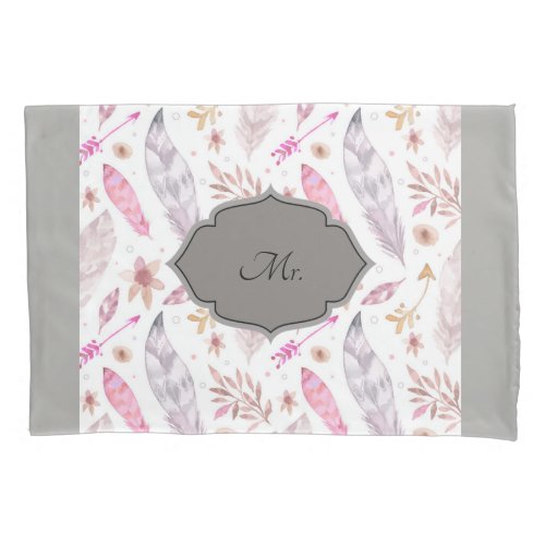 Boho Pattern Mr and Mrs Personalized Pillow Case