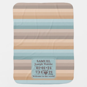 Boho Pattern Personalized Birth Stats Baby Blanket