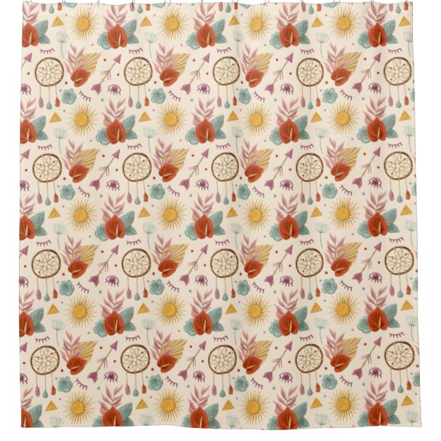 Boho pattern shower curtain (Front)