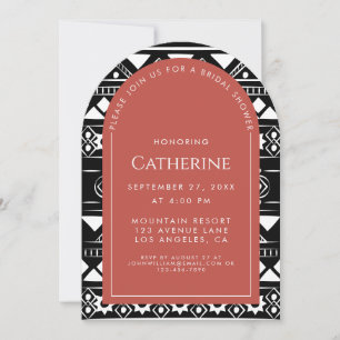 Boho Pattern Wedding Arch Coral Bridal Shower Invitation