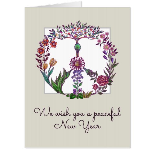 Boho Peace Sign Elegant Girly Cute Pretty Floral Card