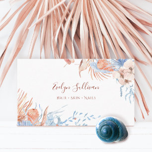 Boho peach and blue business card