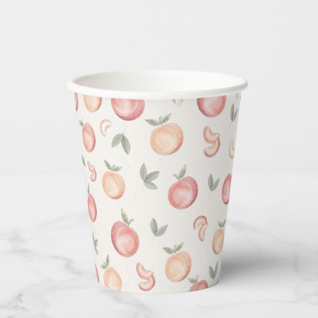 boho peach birthday or baby shower paper cups (Front)