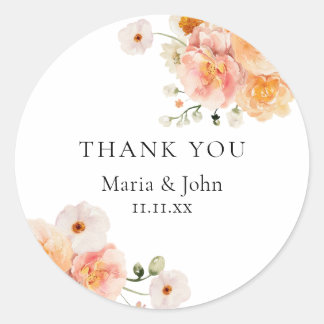 Boho Peach & Blush Floral Wedding Stickers