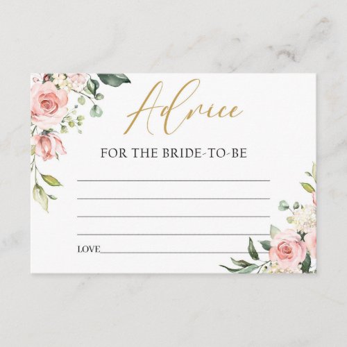 Boho peach blush pink floral advice for the bride enclosure card