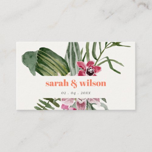 Boho Peach Blush Tropical Floral Wedding Website Enclosure Card