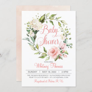 Boho Peach Floral Baby Shower Invitation