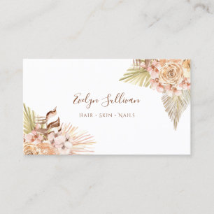 boho peach flowers business card