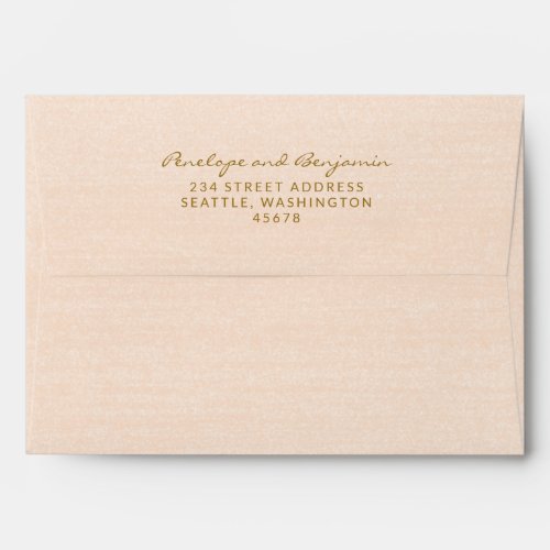 Boho Peach Gold Script Matching Wedding Address Envelope