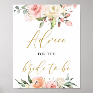 Boho peach pink floral advice for the bride sign