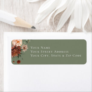 Boho Peach & Rust Floral Sage Green Bridal Shower Label