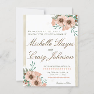 BOHO Peach Wedding Postcard
