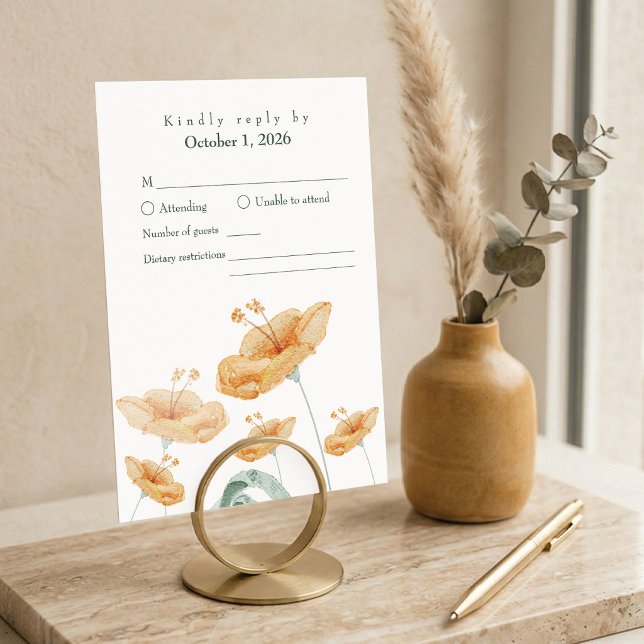 Boho Peach Wildflower & Sage Green Wedding RSVP Card (Boho Terracotta & Sage Floral Wedding RSVP Card)