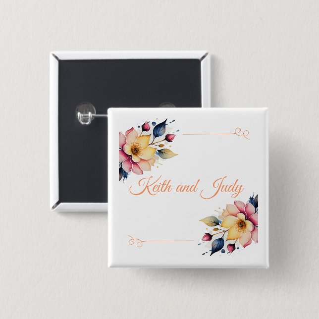 Boho Peachy Floral Button (Front & Back)