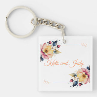 Boho Peachy Floral Keychain
