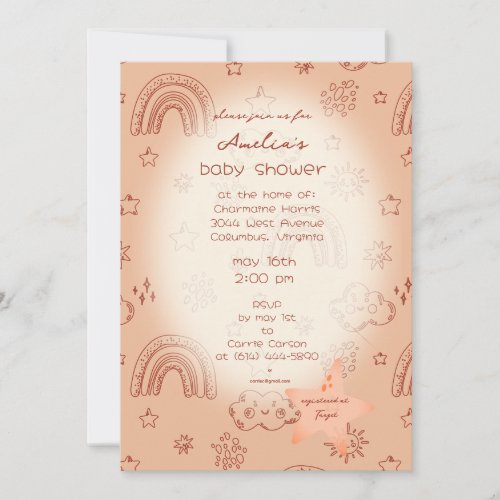 Boho Peachy Weather Baby Shower Invitation
