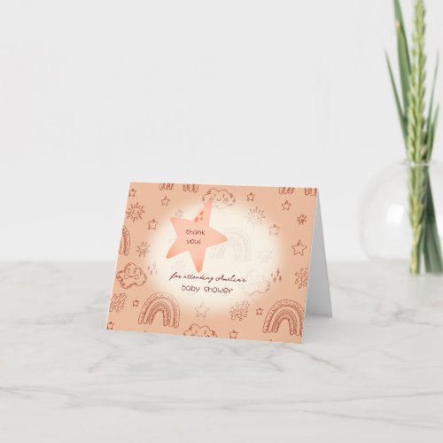 Boho Peachy Weather Baby Shower Thank You Card
