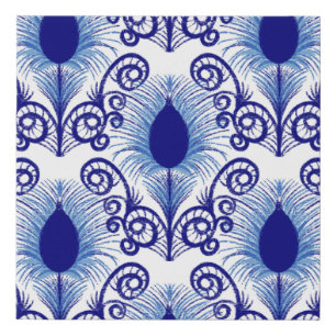 Boho Peacock Feather Jewel Tone-Blue Faux Canvas Print