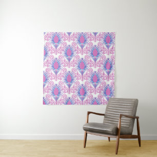 Boho Peacock Feather Jewel Tone-Neon Pink Tapestry