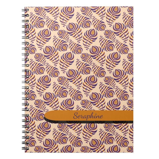 Boho Peacock Feather Notebook (Front)
