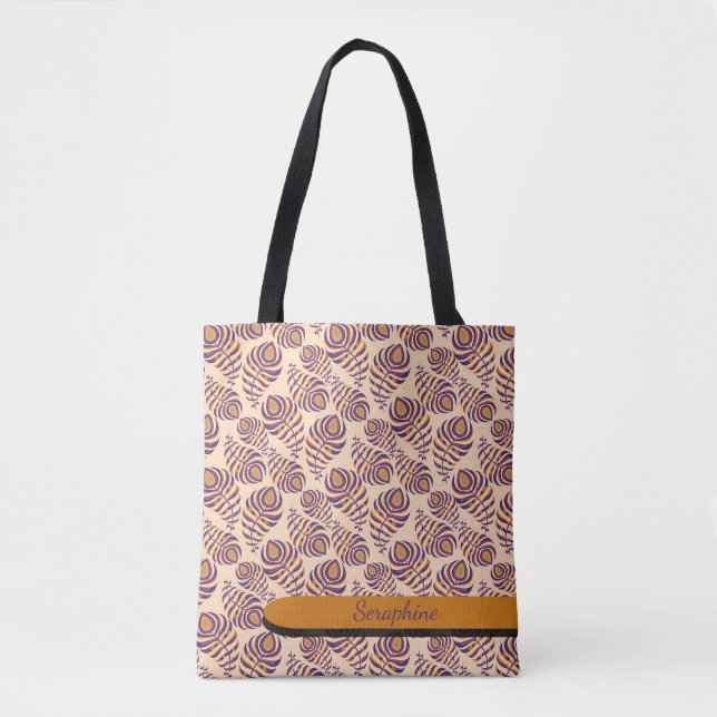 Boho Peacock Feather Tote Bag (Front)