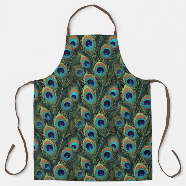 Boho Peacock Feathers Apron (Front)