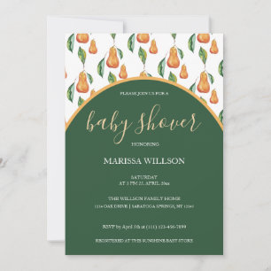 Boho Pear Watercolor Hand-painted Invitation