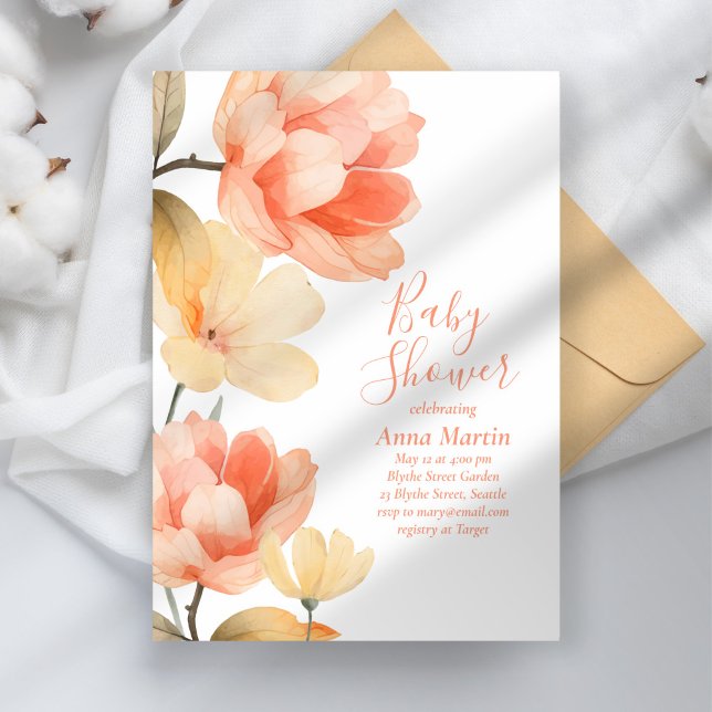 Boho Peonies Baby Shower Invitation (Creator Uploaded)