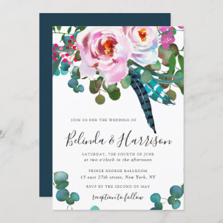 Boho Peonies Botanical Wedding Invitation