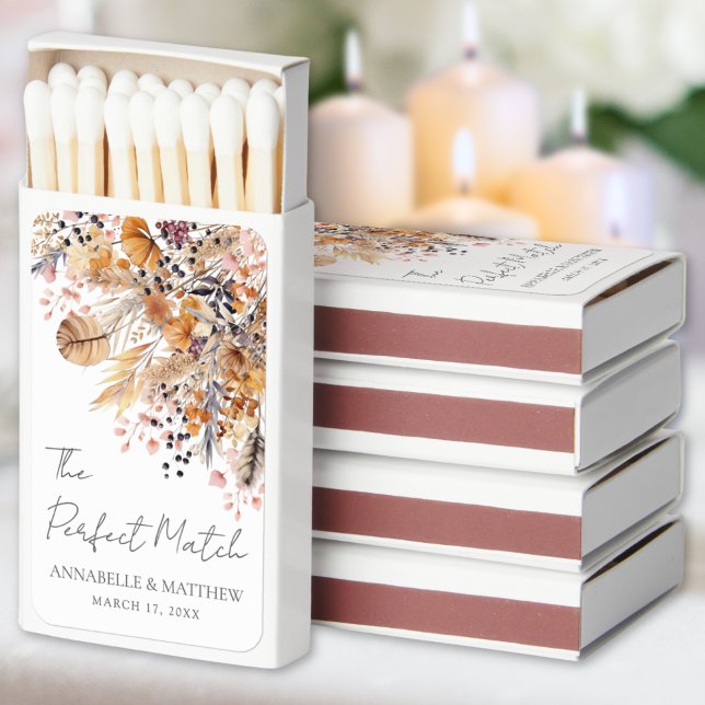 Boho Perfect Match Floral Wedding Matchboxes (The Perfect Match Floral Wedding Matchboxes)