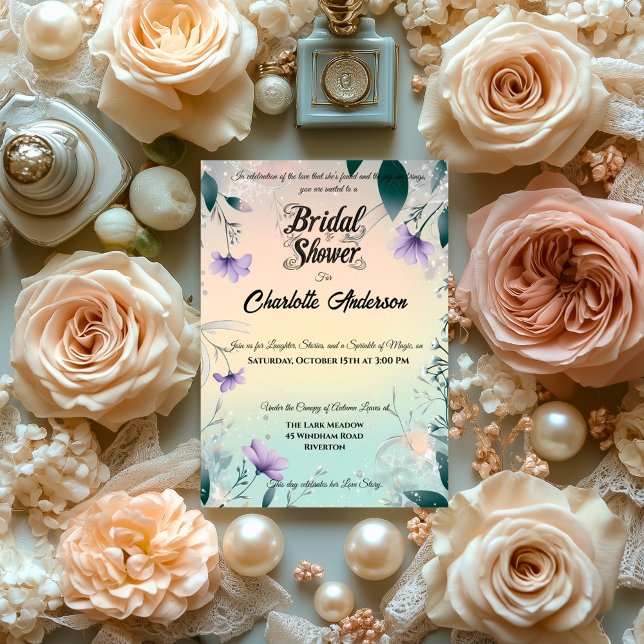 Boho Periwinkle and Silver Bridal Shower  Invitation (Creator Uploaded)