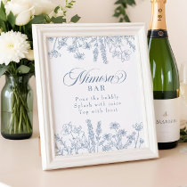 Boho Periwinkle Wildflower Mimosa Bar Sign