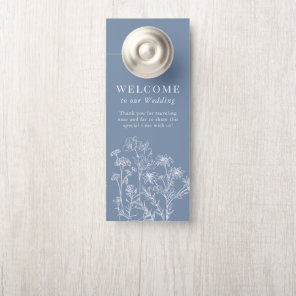Boho Periwinkle Wildflower Wedding Hotel Door Hanger