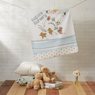 Boho Personalized Baby Duckling Nursery Blanket