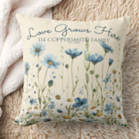 Boho Personalized Blue Wildflowers, Daisies Family
