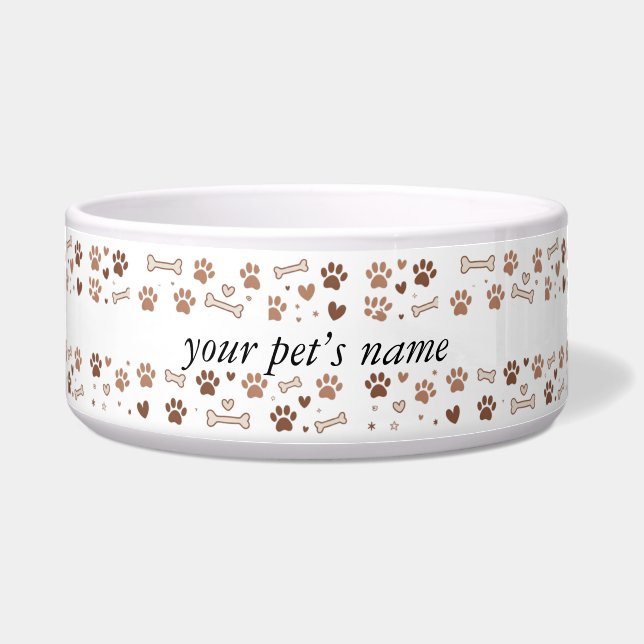 Boho Personalized Pet Bowl Custom Dog or Cat Food (Front)