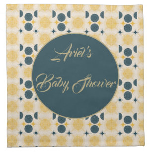 Boho Personalized Sun Moon Stars Blue Yellow Cloth Napkin