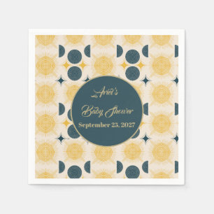 Boho Personalized Sun Moon Stars Blue Yellow Napkins