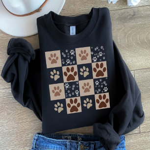 Boho Pet Paw Checkered Pattern  Sweatshirt