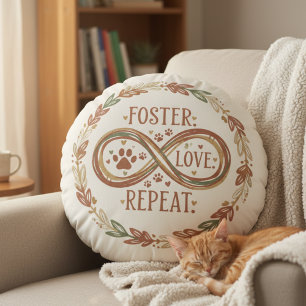 Boho Pet Rescue – Heartfelt Foster Care Gift Round Pillow