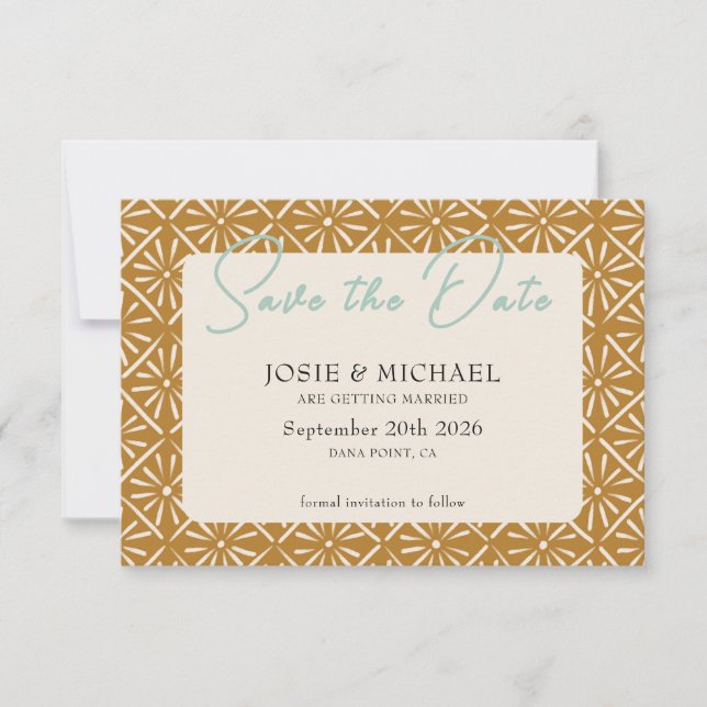  Boho photo Flat Save The Date Card (Front)