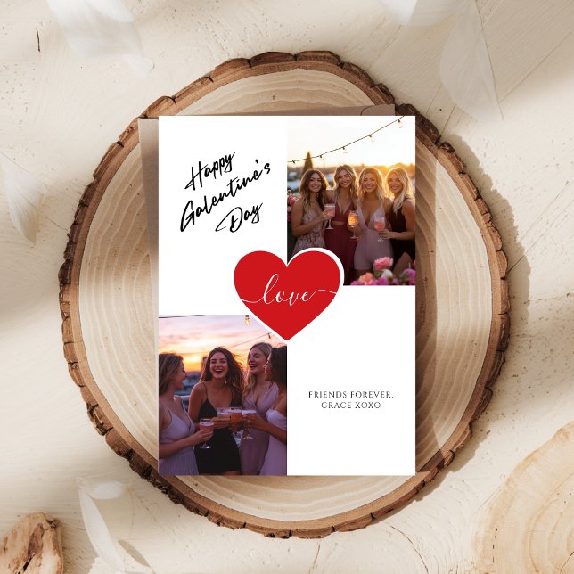 Boho Photo Galantines Day Girly Love Valentines Holiday Card (Creator Uploaded)