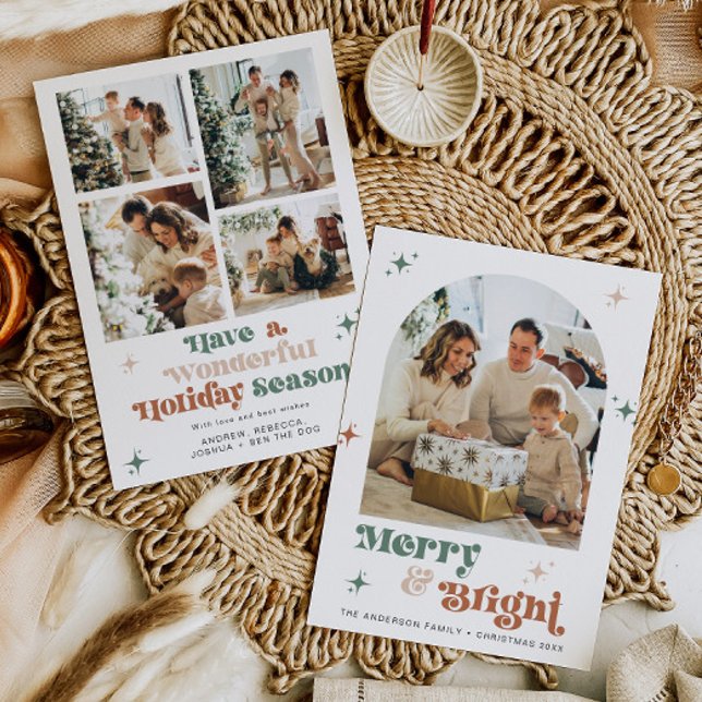 Boho Photo Holiday Card Retro Christmas Card Arch (Creator Uploaded)