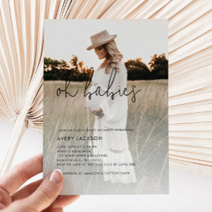 Boho Photo Oh Babies Baby Shower Invitation
