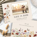 Boho Photo Save The Date<br><div class="desc">Boho Photo Save The Date. This stylish & elegant wedding save the date features gorgeous hand-painted watercolor wildflowers arranged as a lovely bouquet perfect for spring,  summer,  or fall weddings. Find matching items in the Boho Wildflower Wedding Collection.</div>