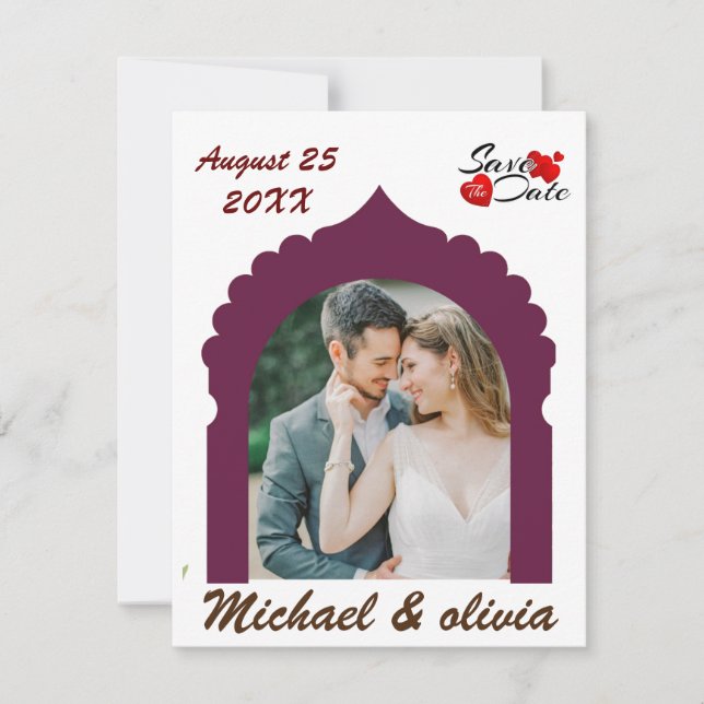 Boho Photo Save The Date | Modern Minimalist Invitation (Front)