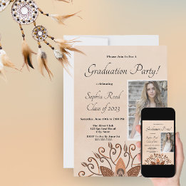 Boho Photo Terracotta Mandala Graduation Invitation