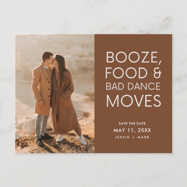 Boho Photo Terracotta Wedding Save the Date Announcement Postcard (Front)