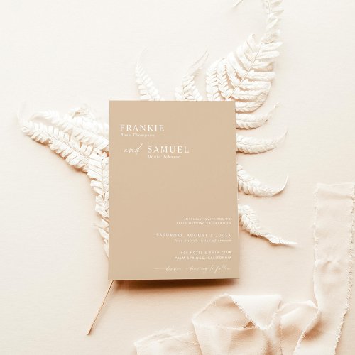 Boho Photo Wedding Invite Modern Beige Invitation