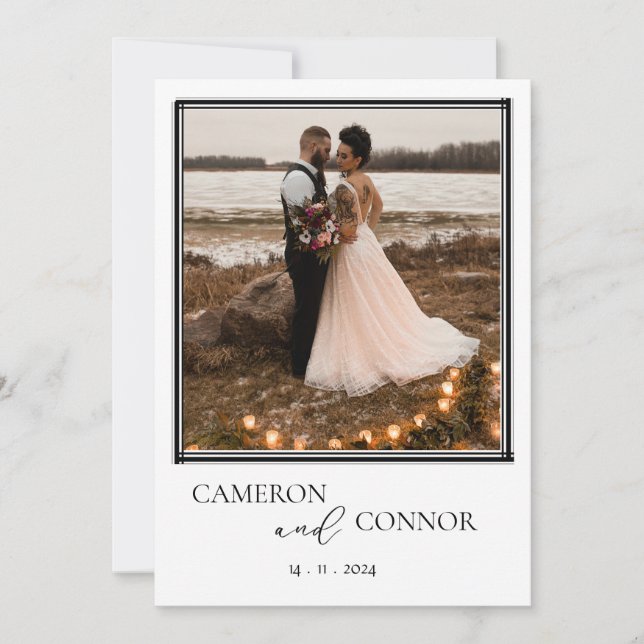 Boho Photo Wedding Invite | Modern Minimalist (Front)